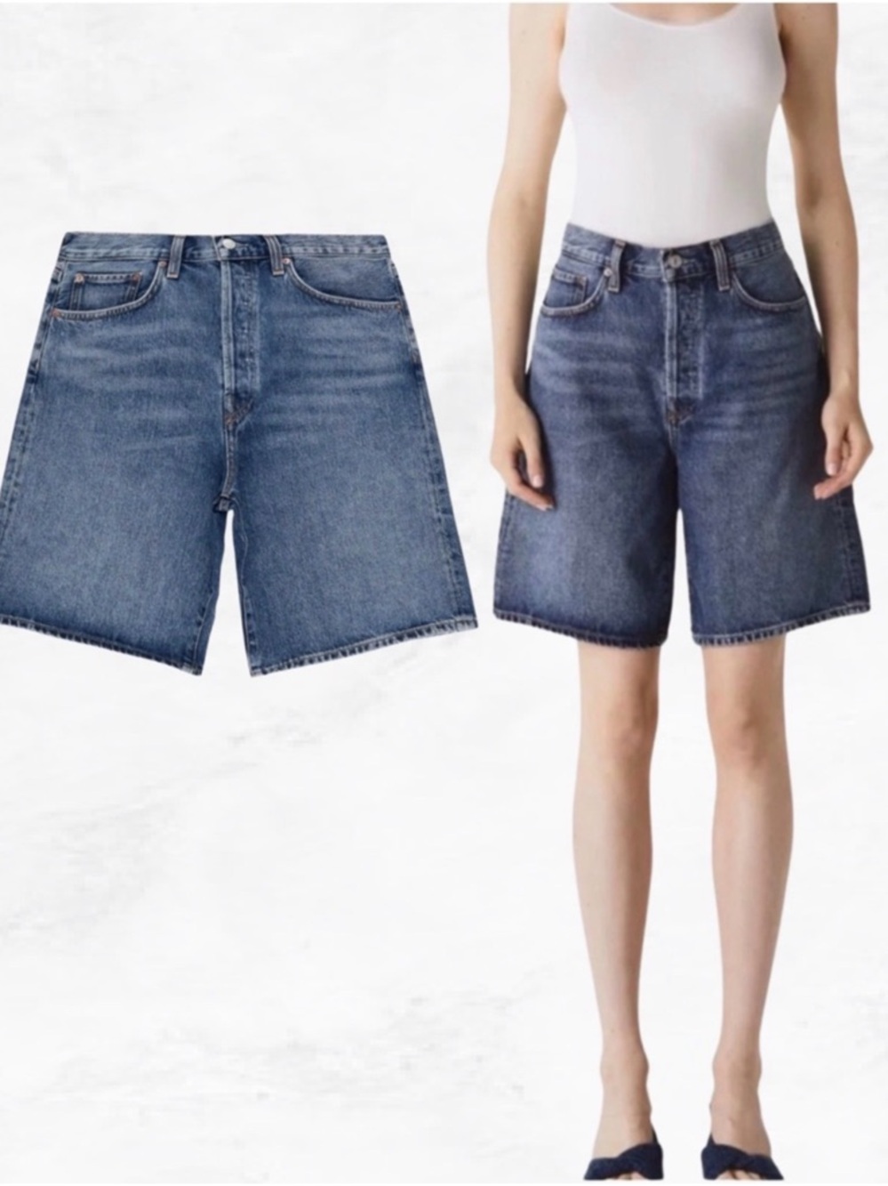 AGOLDE RISHI Denim Shorts 28 NWOT High Rise Vintage Wash Wide Leg Jorts